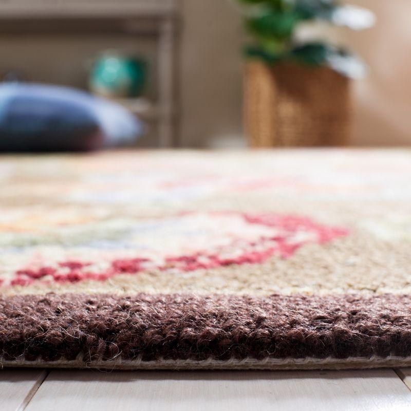 Hand-Knotted Floral Brown Wool Rectangular Area Rug - 8'9" x 11'9"