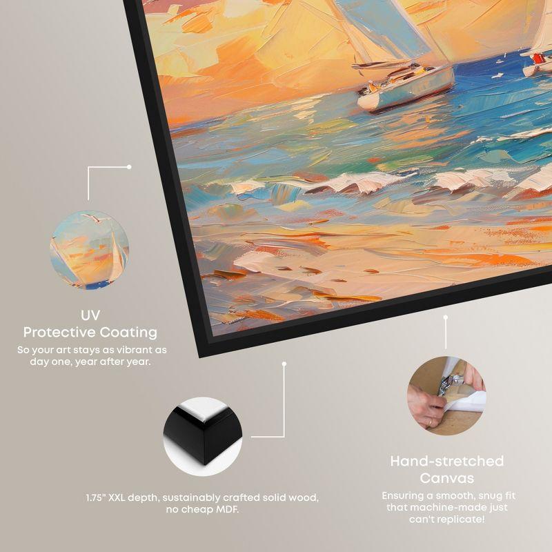 Art Remedy Sailboats in the Sunset Chic Coastal Wall Art, 30" x 30", Black Frame
