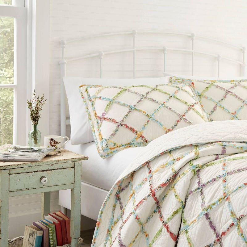 Ivory Cotton Reversible Full Quilt with Edge Embellishment