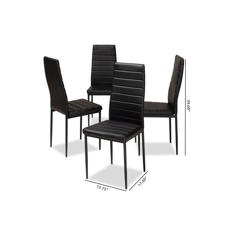 Set of 4 Armand Modern and Contemporary Faux Leather Upholstered Dining Chairs Black - Baxton Studio