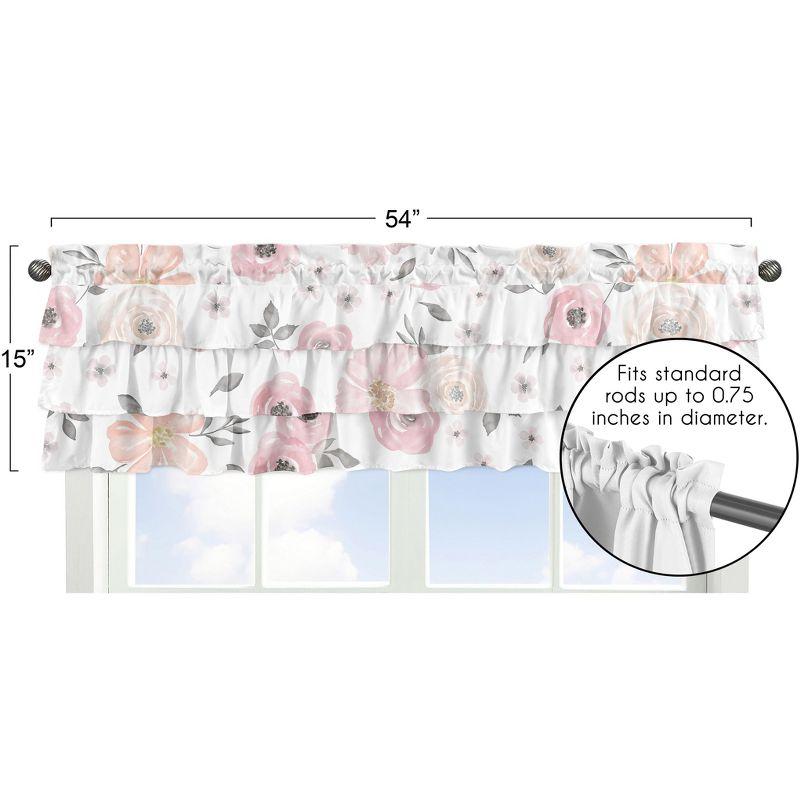 Sweet Jojo Designs Window Valance Treatment 54in. Watercolor Floral Pink and Grey