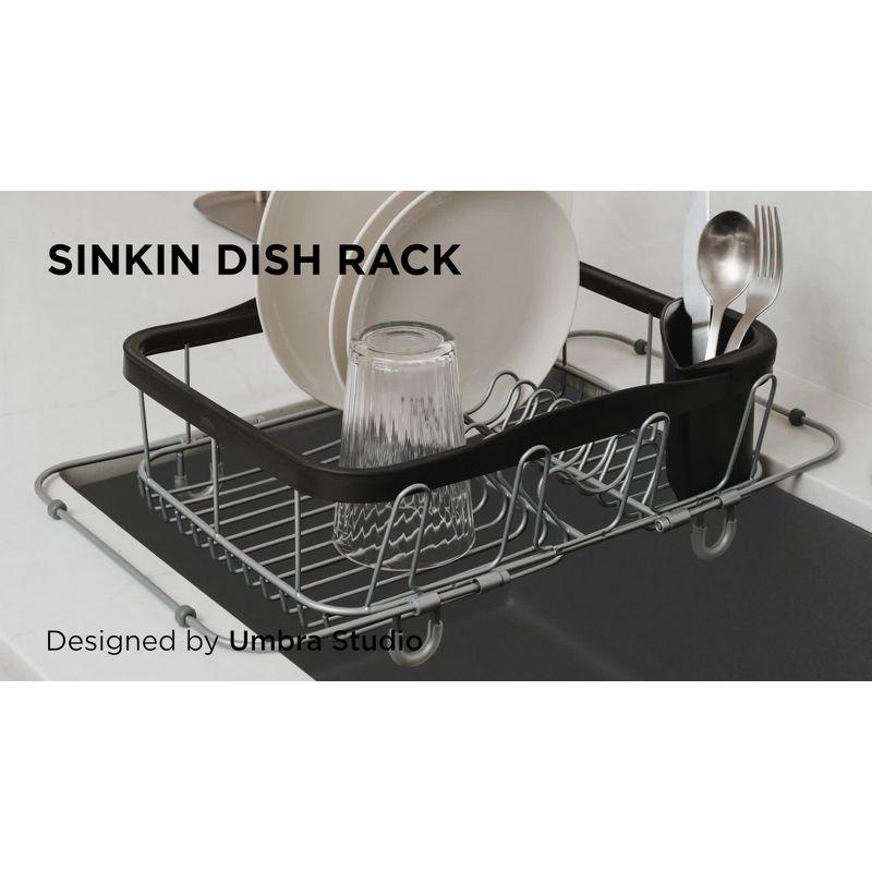 White Metal In-Sink Dish Rack with Utensil Cup