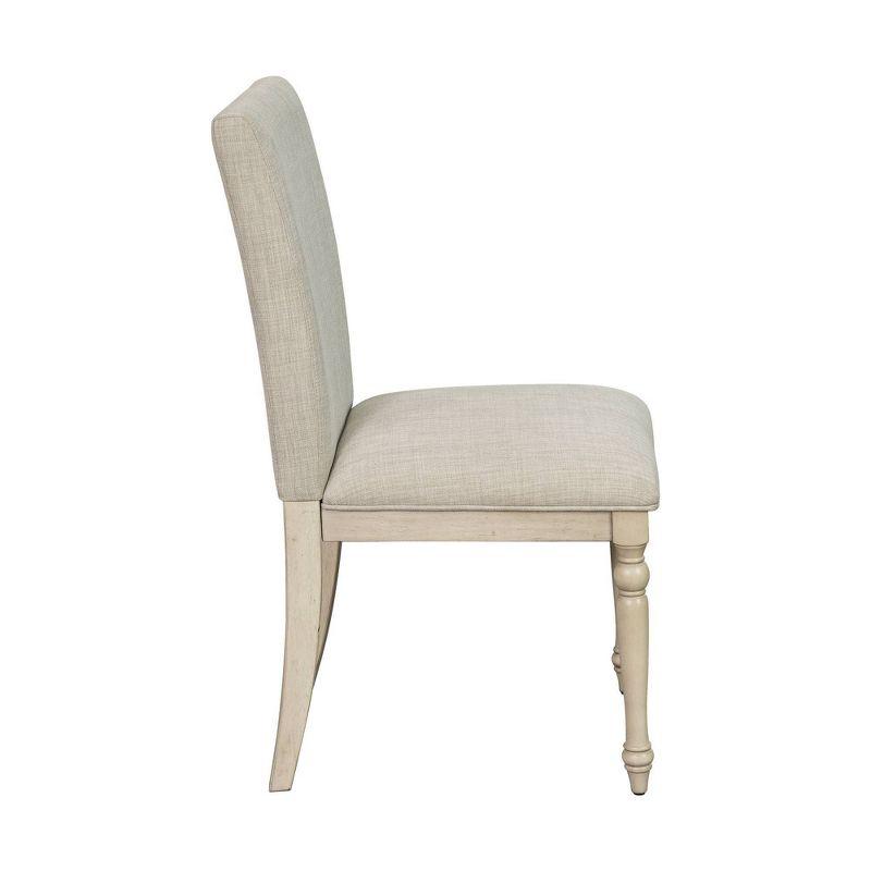 Set of 2 Gray Upholstered Parsons Dining Chairs with Turned Wood Legs