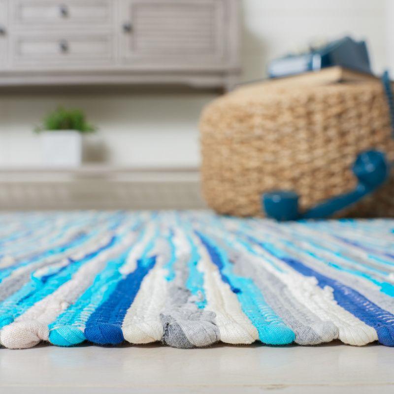 Rag Area Rug RAR129 Hand Woven Area Rug - Turquoise/Multi - 8'x10' - Safavieh.