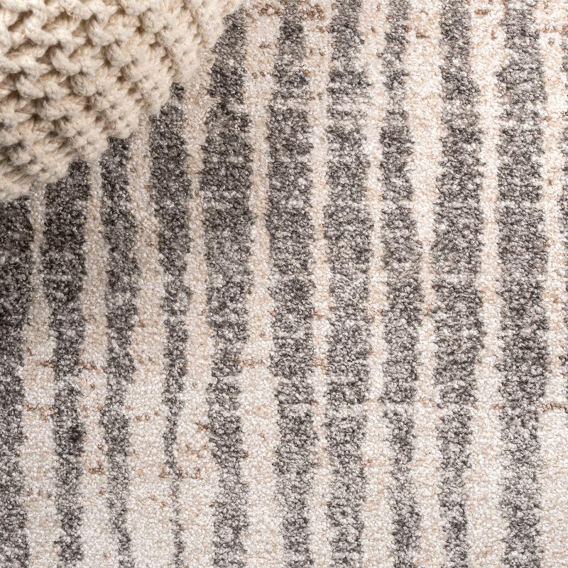 3'x5' Skoura Modern Bold Stripe Area Rug, Beige/Dark Gray - JONATHAN Y
