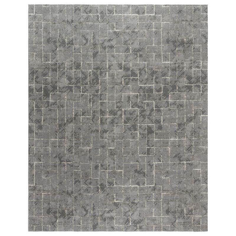 Trevi Zalo Modern Abstract Cross Hatch Gray Ivory Polyester Area Rug