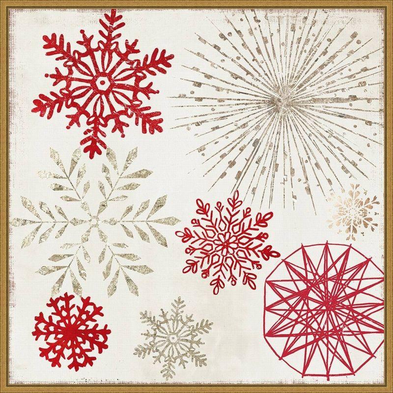 22" x 22" Christmas Snowflakes II Framed Wall Canvas - Amanti Art: PI Studio, Seasonal Decor