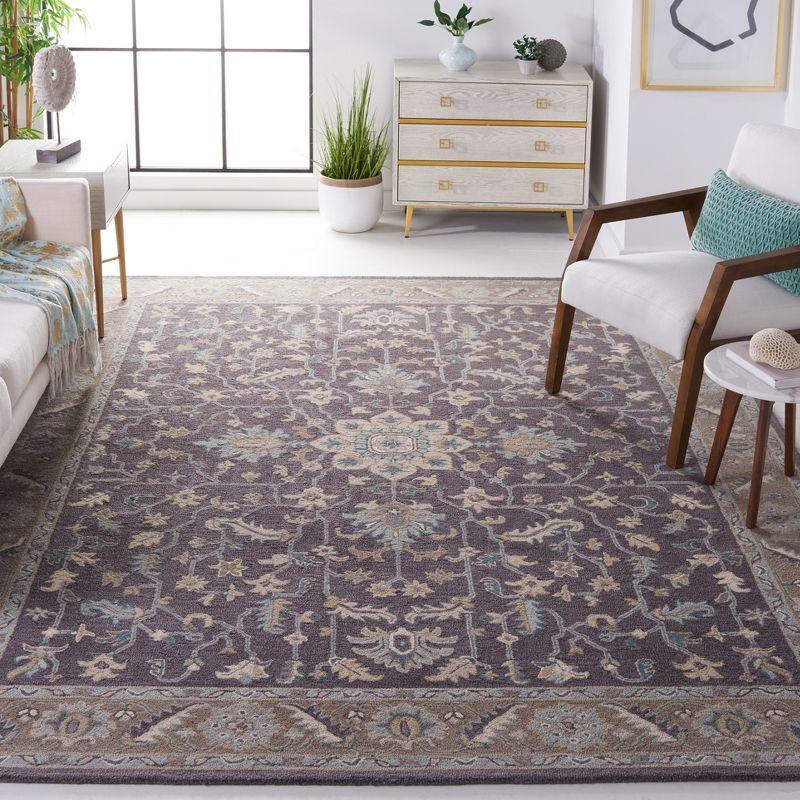 Gray Floral Hand-Tufted Wool 8' x 10' Area Rug