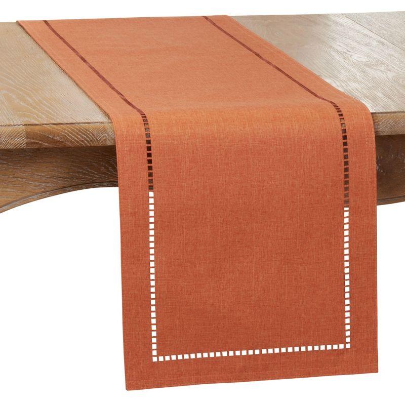 Saro Lifestyle Dining Table Runner With Laser-Cut Hemstitch Design