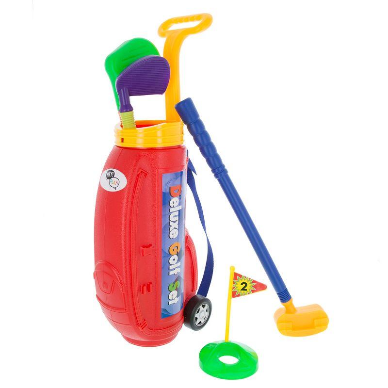 Toy Time Toddler Toy Golf Play Set with Plastic Bag, 2 Clubs, 1 Putter, 4 Balls, Putting Cup