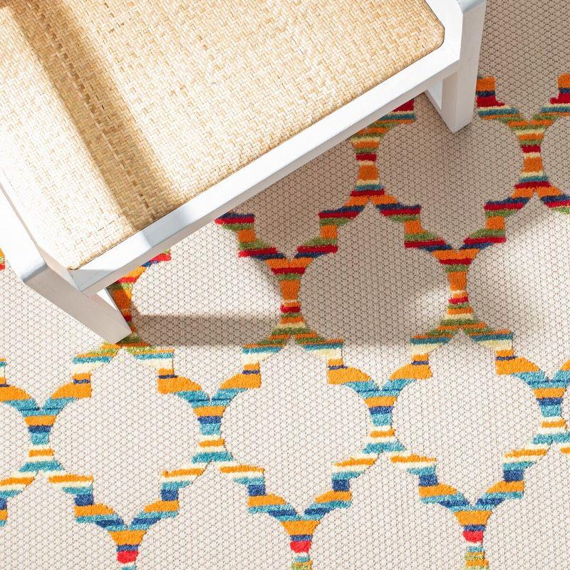 Cabana CBN333 Power Loomed UV Resistant Indoor/Outdoor Area Rug - Ivory/Orange - 4'5"x6'5" - Safavieh