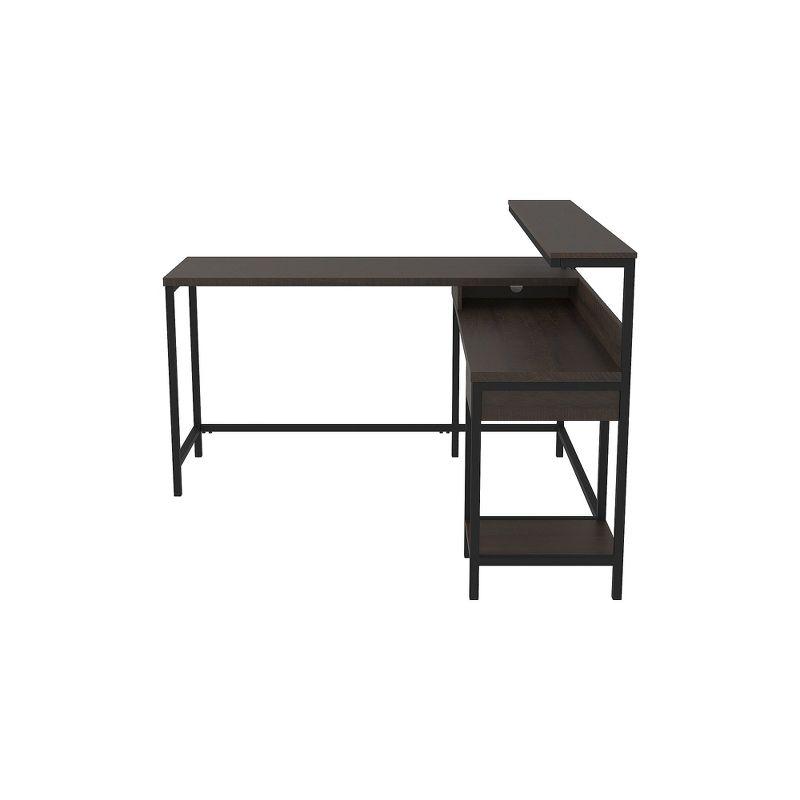 Signature Design by Ashley Casual Camiburg Home Office L-Desk with Storage Warm Brown