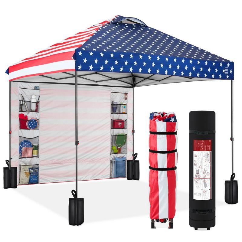 American Flag 10x10ft Pop-Up Canopy Tent with Storage Pockets