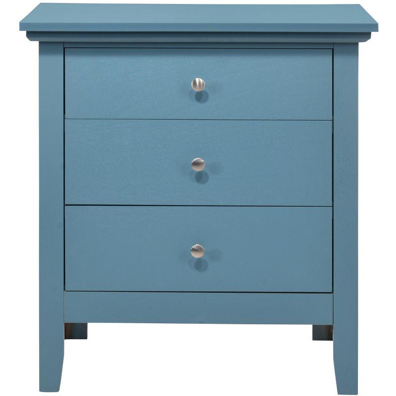 Passion Furniture Hammond 3-Drawer Teal Nightstand (26 in. H x 24 in. W x 18 in. D)