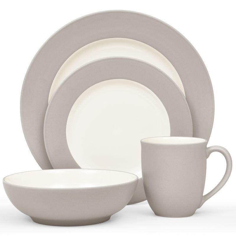 Sand and White Ceramic 4-Piece Matte Breakfast Set