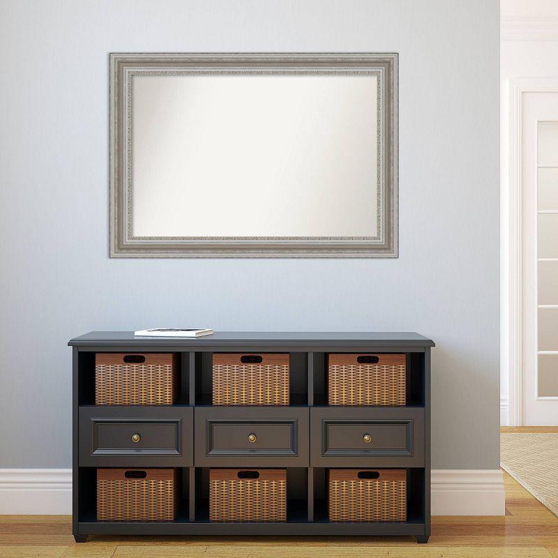 Amanti Art 42" x 30" Parlor Framed Bathroom Vanity Wall Mirror Silver: Modern Style, Beveled Glass, Wood Frame, Wall Mounted