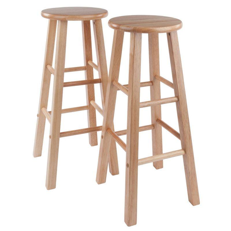 Transitional Natural Wood Adjustable 29" Backless Bar Stool Set