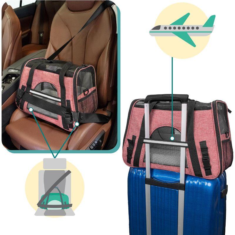 PetAmi Airline Approved Pet Carrier for Cat Dog, Soft Sided Travel Supplies Accessories, Ventilated Carrying Bag Kitten Puppy