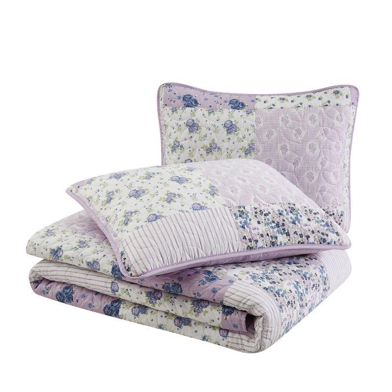 Elissa Patchwork Quilt Set Purple/White - Cannon