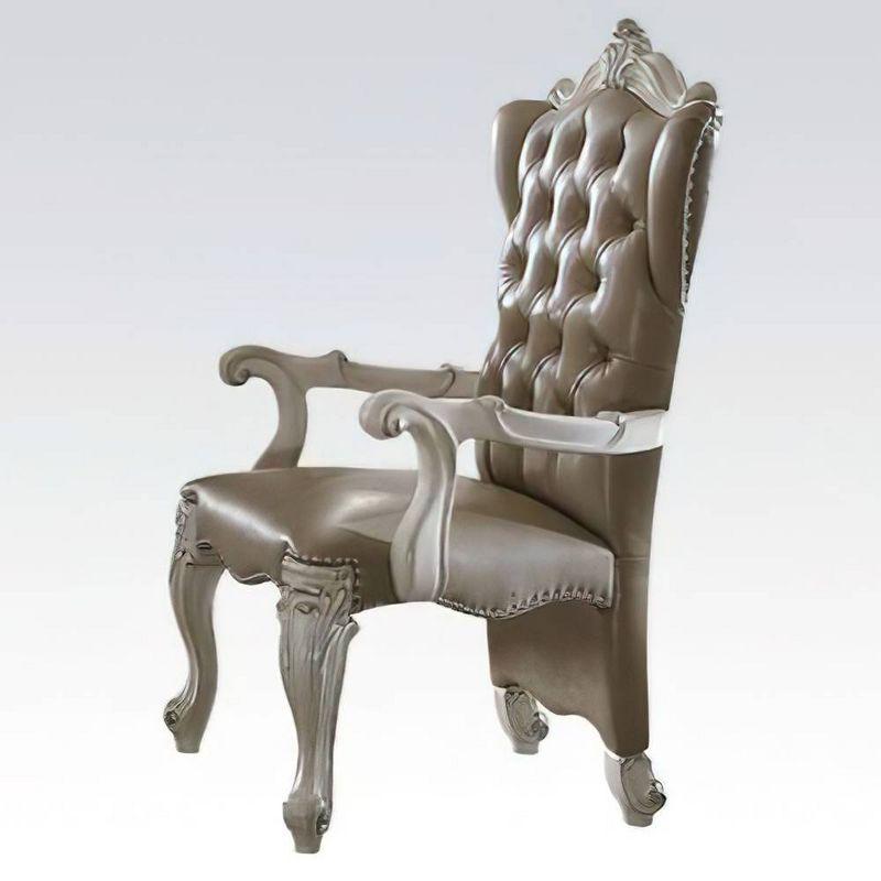 21" Varian Side Chair Blue Fabric/Antique Platinum - Acme Furniture: Versailles Design, No Assembly Required