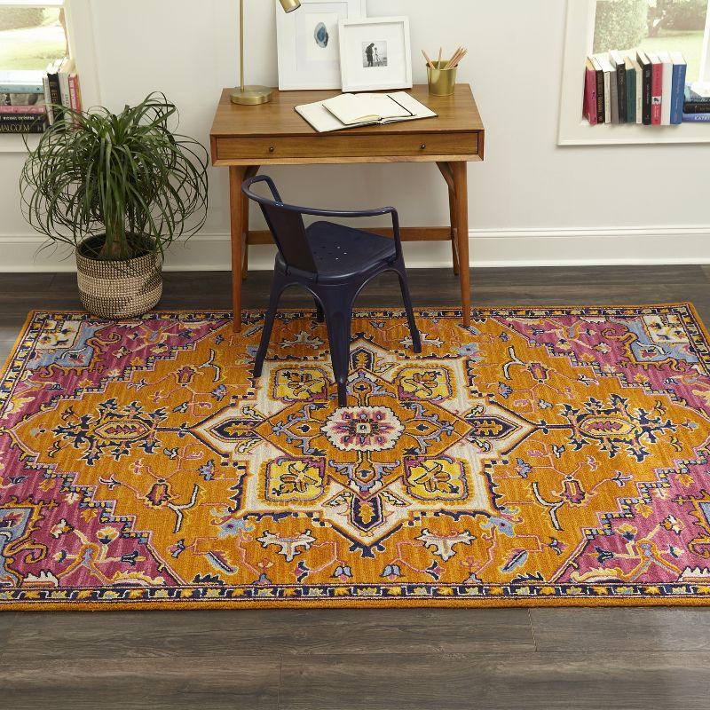 2'x3' Medallion Tufted Accent Rug Orange - Momeni: Wool, Traditional Handmade Medium Pile, Indoor Use