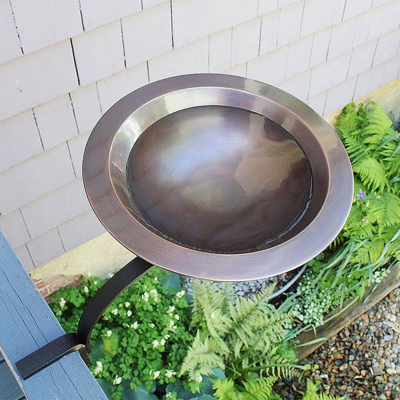 13.5" Classic II Antique Copper Birdbath w/ Rail Mount Bracket - Achla Designs: Weather-Resistant Brass, No Assembly Required