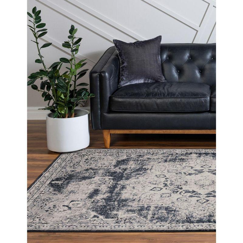 Unique Loom Chateau Collection Area Rug - Roosevelt (6' 1" x 9' Rectangle Navy Blue/Beige)