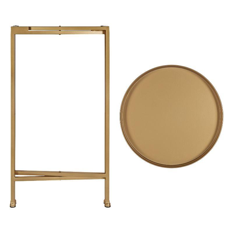 Kate and Laurel Celia Round Metal Tea Table, 14x14x25.75, Gold