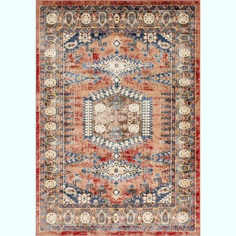 Terracotta Peach Abstract Rectangular Easy-Care Rug