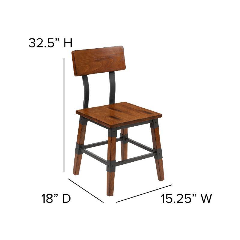 Flash Furniture 4 Pack Rustic Antique Walnut Industrial Wood Dining Chair