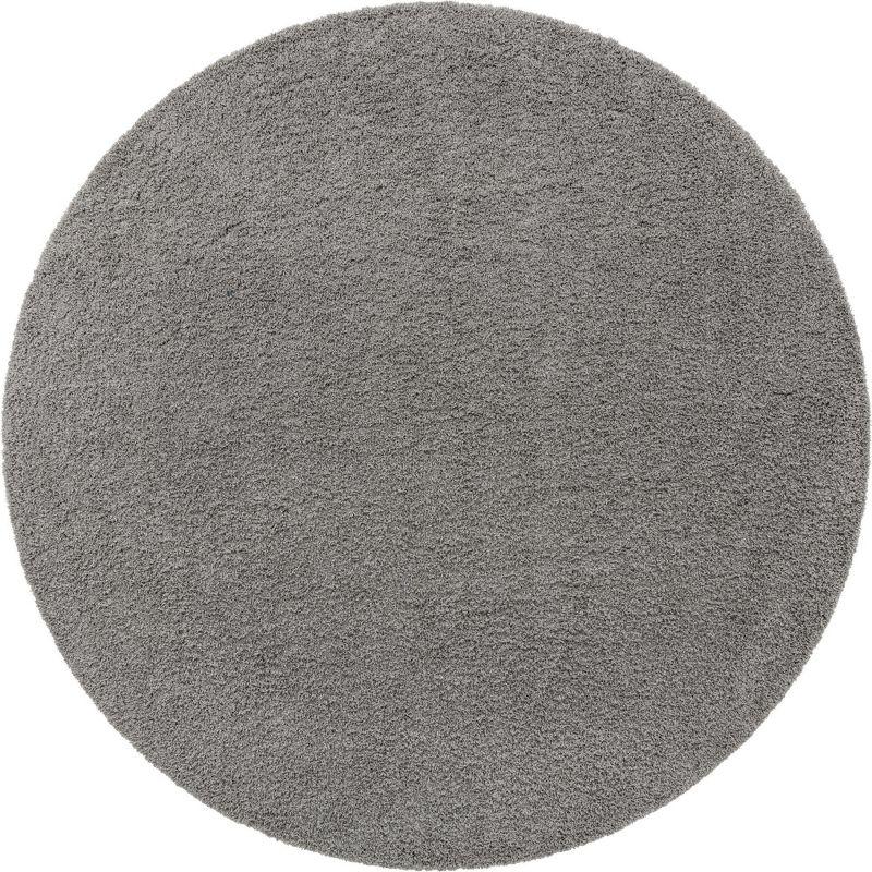 Cloud Gray Round Shag Rug, 12' 4" Synthetic