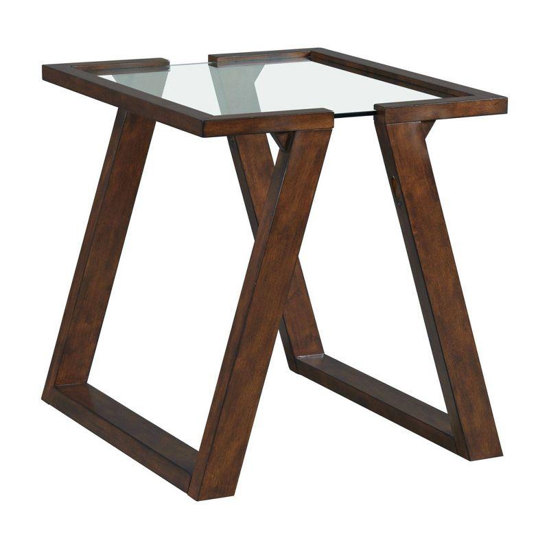 Transitional Dark Espresso Square End Table with Glass Top