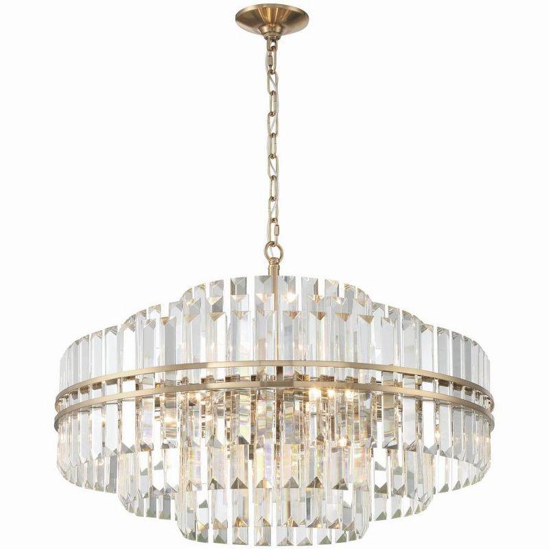 Aged Brass and Crystal 16-Light Chandelier