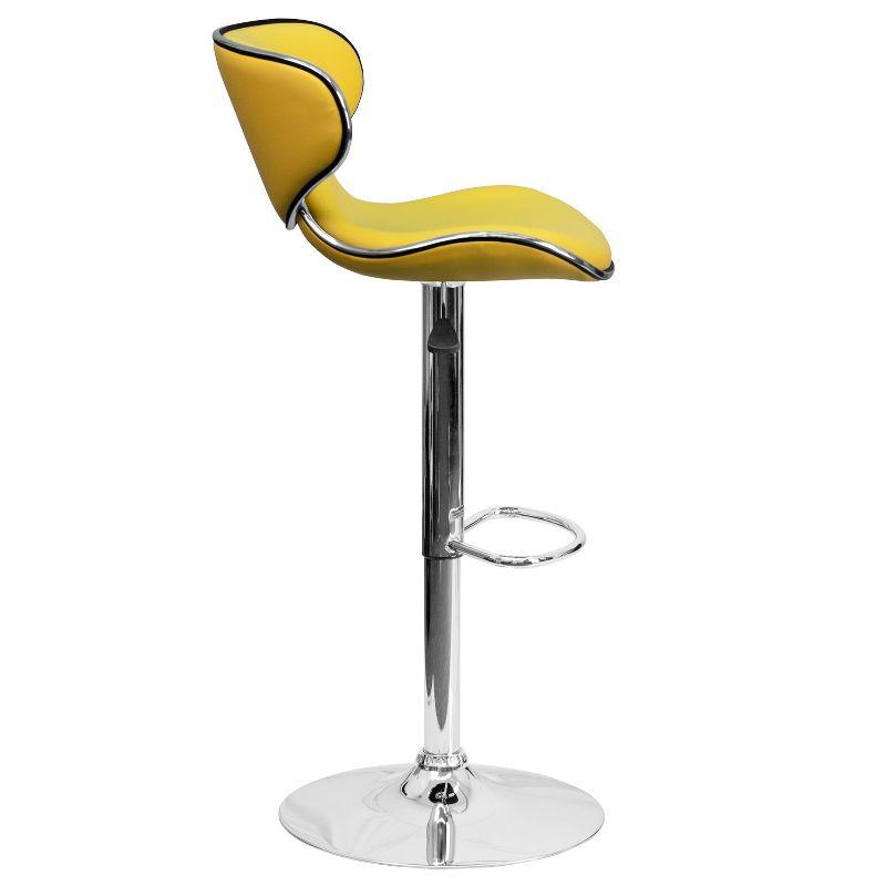 Flash Furniture Contemporary Cozy Mid-Back Yellow Vinyl Adjustable Height Barstool with Chrome Base