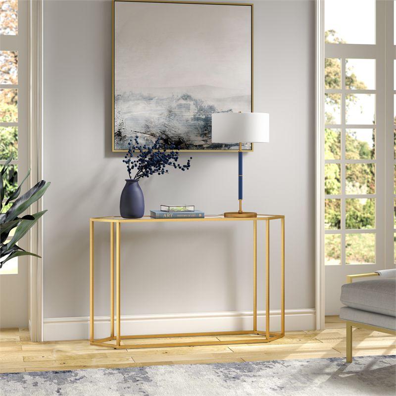 Gold Hexagonal Glass and Metal Hallway Table