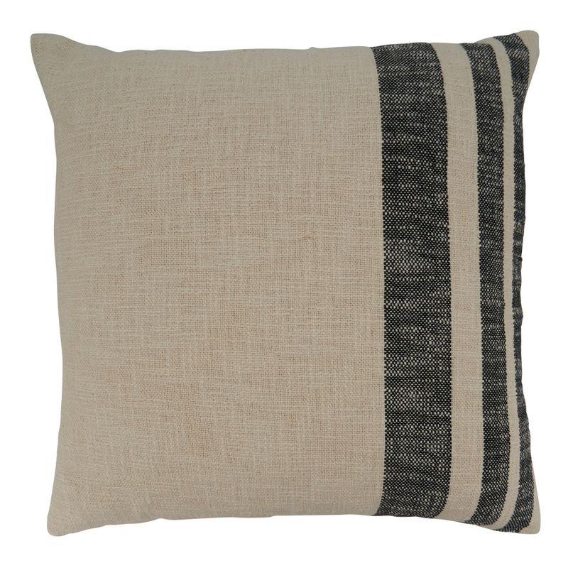 Natural Striped Cotton Down Filled 20" Square Pillow