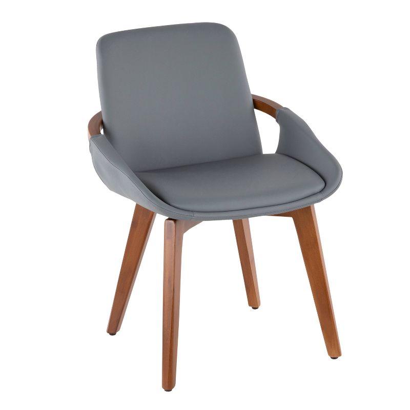 Cosmo Bamboo/Faux Leather Dining Chair Walnut/Gray - LumiSource: Mid-Century, Comfy, Armrest