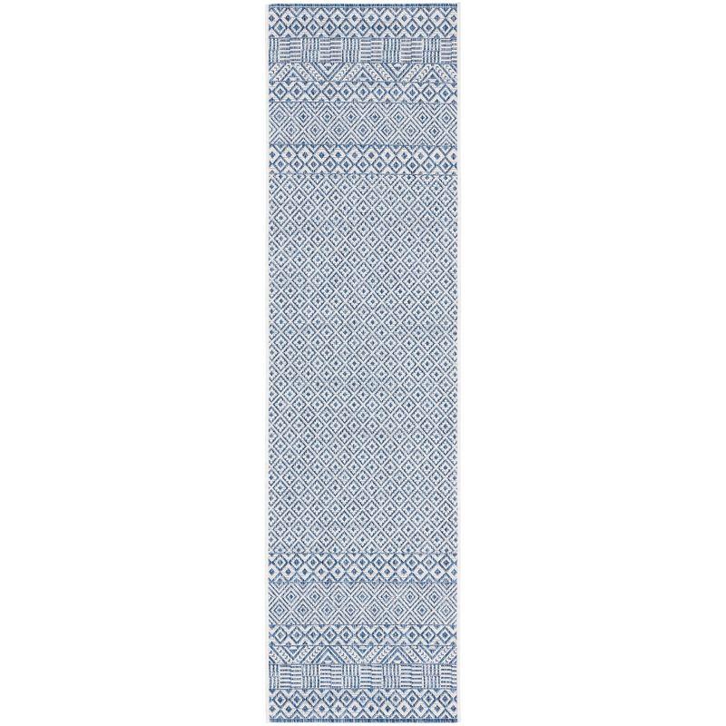 Courtyard CY8235 Power Loomed Indoor and Outdoor Runner Rug - Blue/Navy - 2'3"x5' - Safavieh