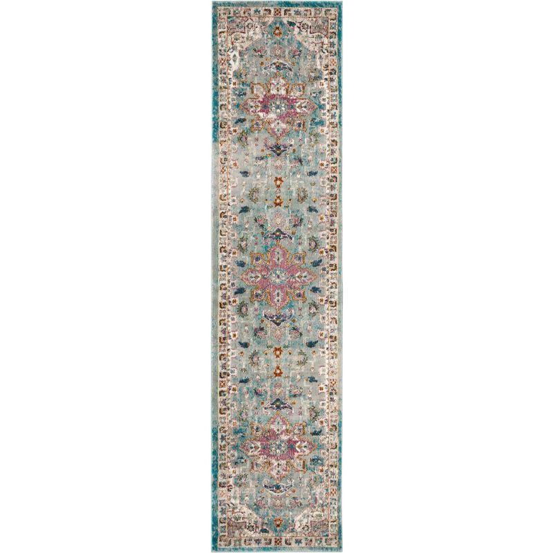 Aria ARA160 Power Loomed Runner Rug - Green/Creme - 2'x8' - Safavieh.