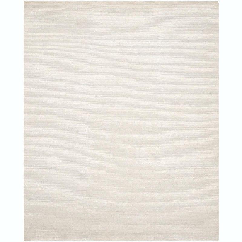 Elegant Ivory Mirage 8' x 10' Hand-Knotted Wool-Blend Area Rug