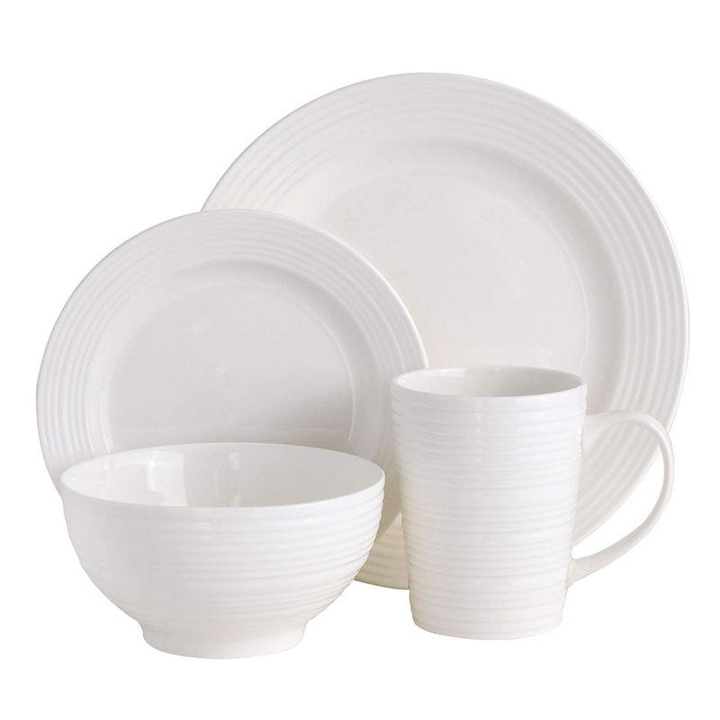 White Porcelain 16-Piece Dinnerware Set for 4