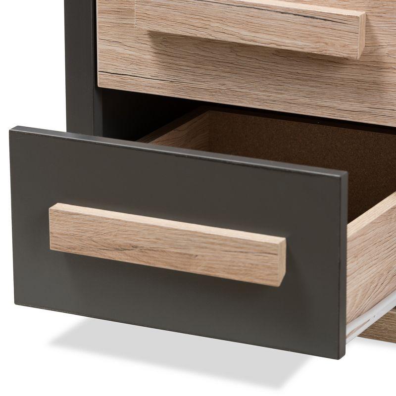 Pandora Modern and Contemporary Two-Tone 2 Drawer Nightstand Dark Gray - Baxton Studio: Bedside Table with Storage, MDF Wood