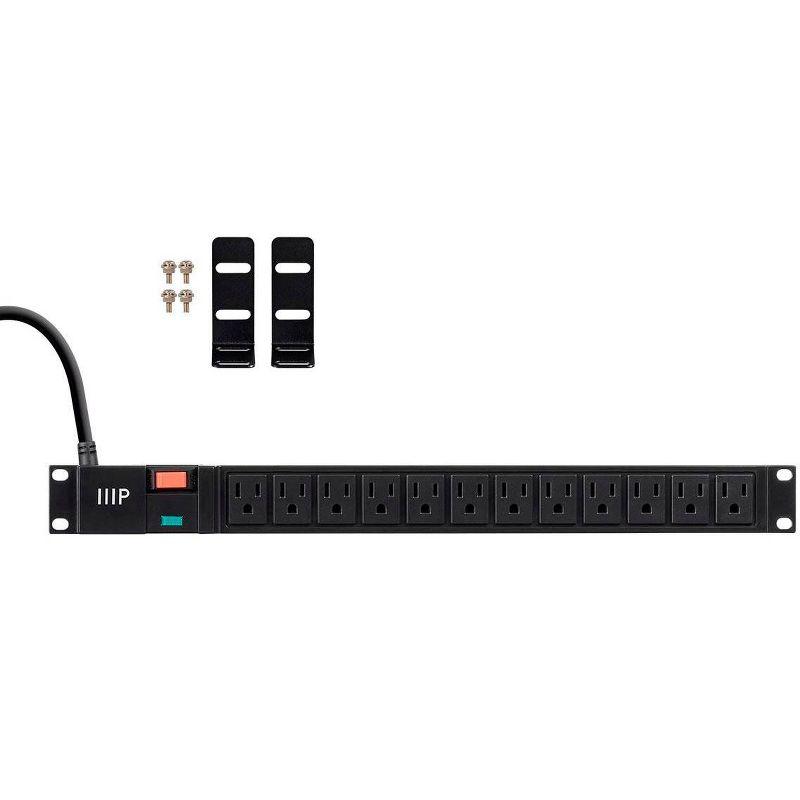 SurgeGuard 12-Outlet 1U Black Rackmount Surge Protector with 6ft Cord