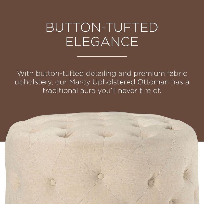 Maven Lane Marcy Traditional Round Ottoman in Fabric Upholstery