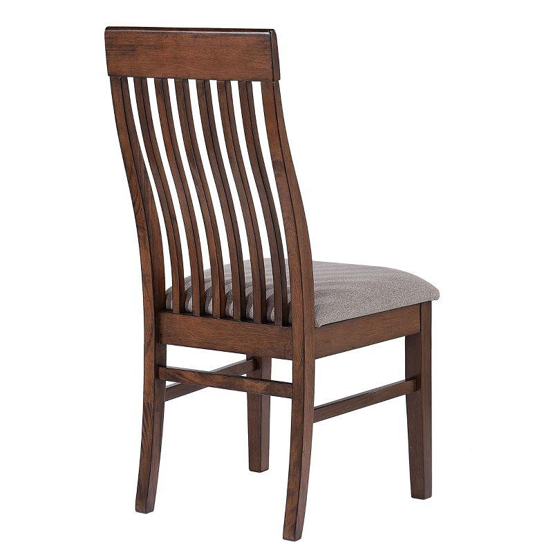 Mango Oak and Brown Upholstered Slat Back Side Chairs, Set of 2