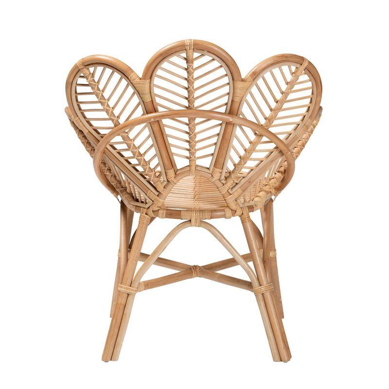 bali & pari Eliava Natural Rattan Flower Accent Chair Natural Brown: Indoor Wicker, No Assembly Required