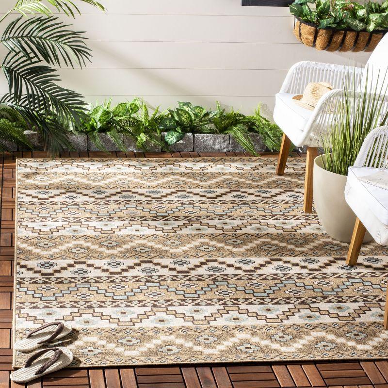 Veranda VER095 Power Loomed Indoor/Outdoor Area Rug - Creme/Brown - 8'x11' - Safavieh