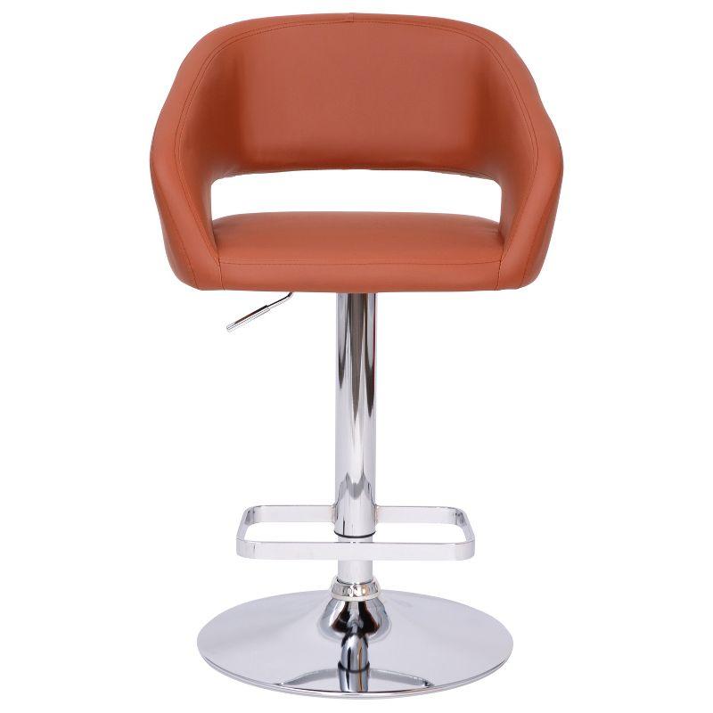 Erik Cognac Vinyl & Chrome Adjustable Swivel Barstool