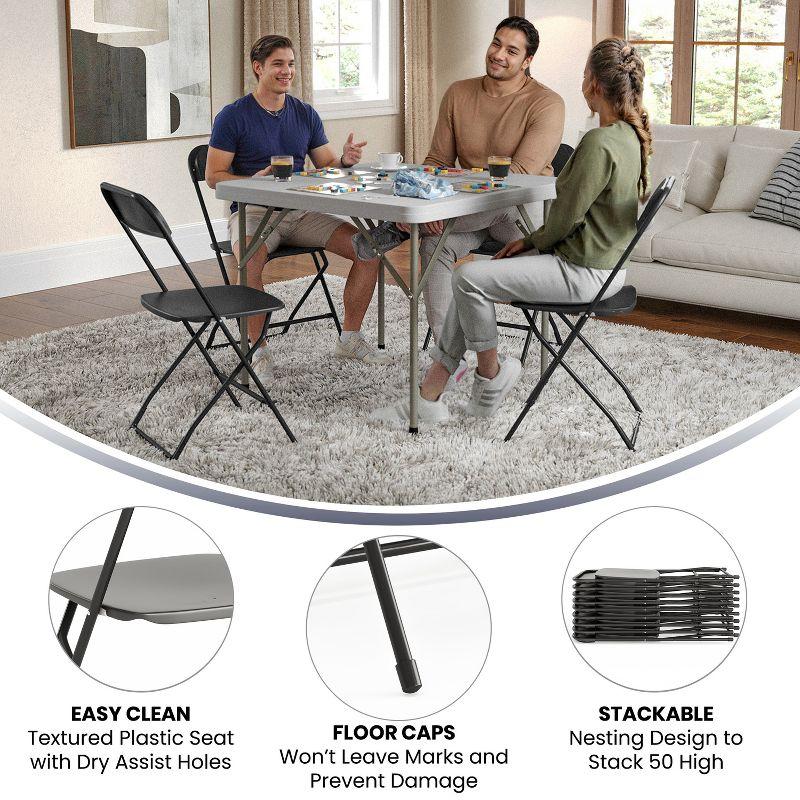 Flash Furniture Hercules Series Plastic Folding Chair Black - 2 Pack 650LB Weight Capacity Comfortable Event Chair-Lightweight Folding Chair