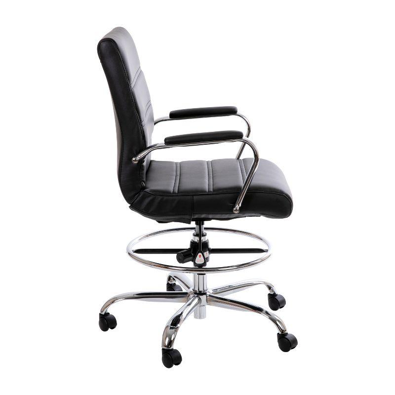 Flash Furniture Mid-Back LeatherSoft Drafting Chair with Adjustable Foot Ring and Chrome Base